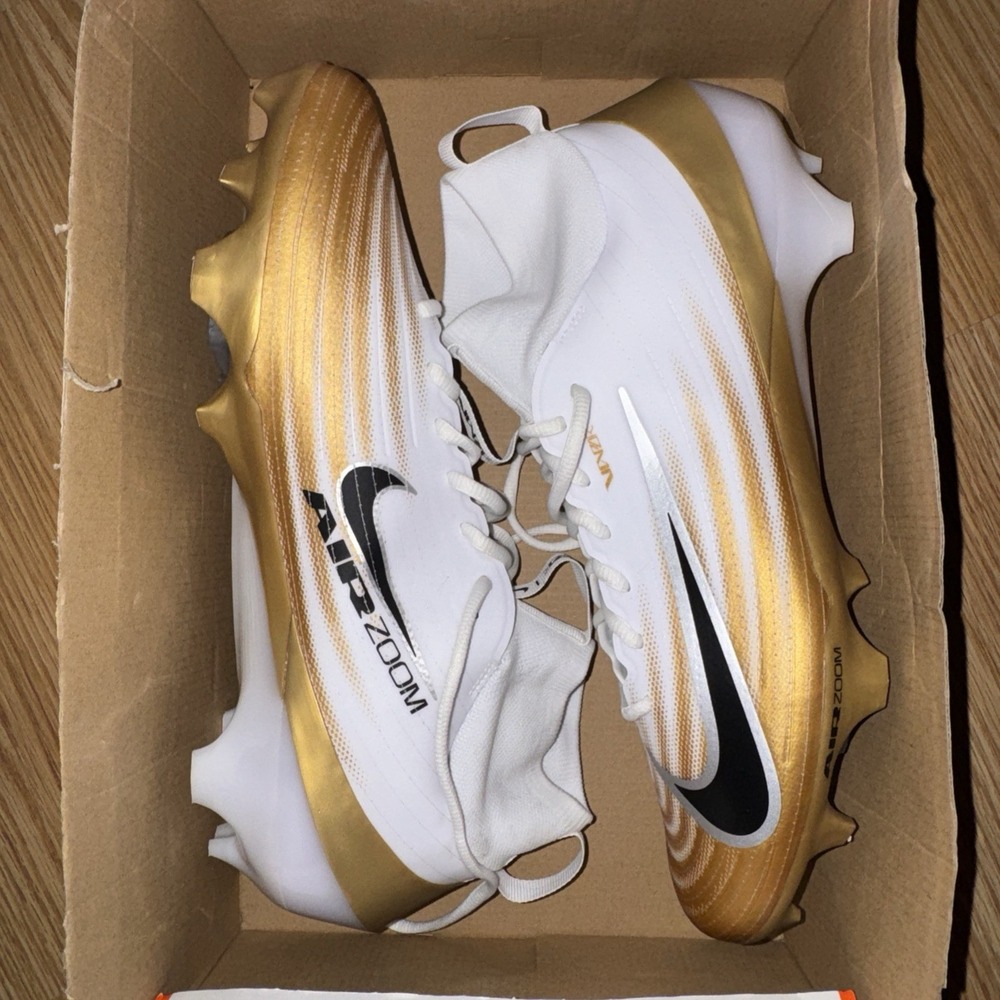 Nike Vapor Elite 1 Football Cleats Men's 13 White Metallic Gold No Box NWT $145 - Picture 1 of 6